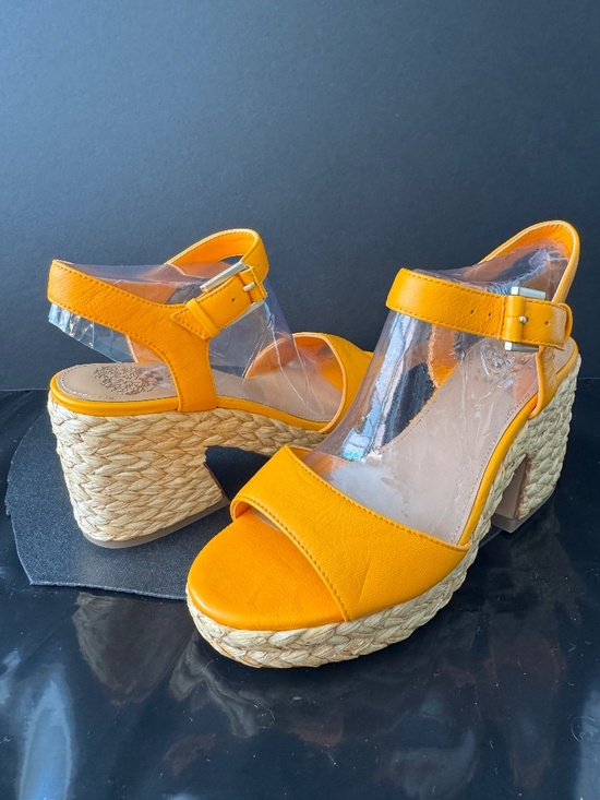 Vince Camuto Shoes - Vince Camuto Orange Leather Espadrille  Sandals Ankle Strap Size 6 NWOB